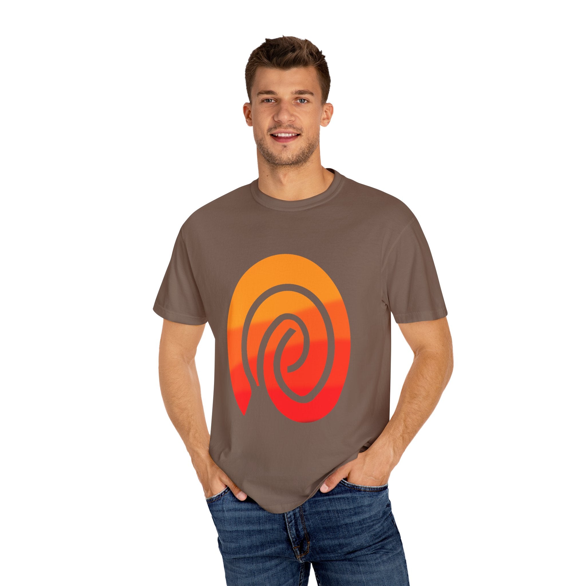 Orange-Red | Fingerprint Gradient Minimalist Unisex Garment-Dyed T-shirt