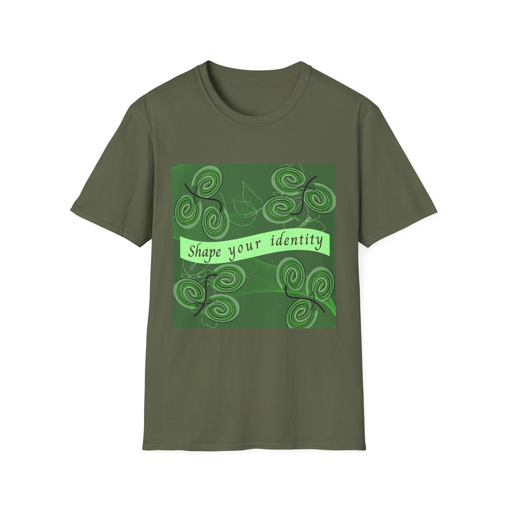 Shape Your Identity – Unisex Softstyle T-Shirt (Fingerprint Pattern, Multi-color)