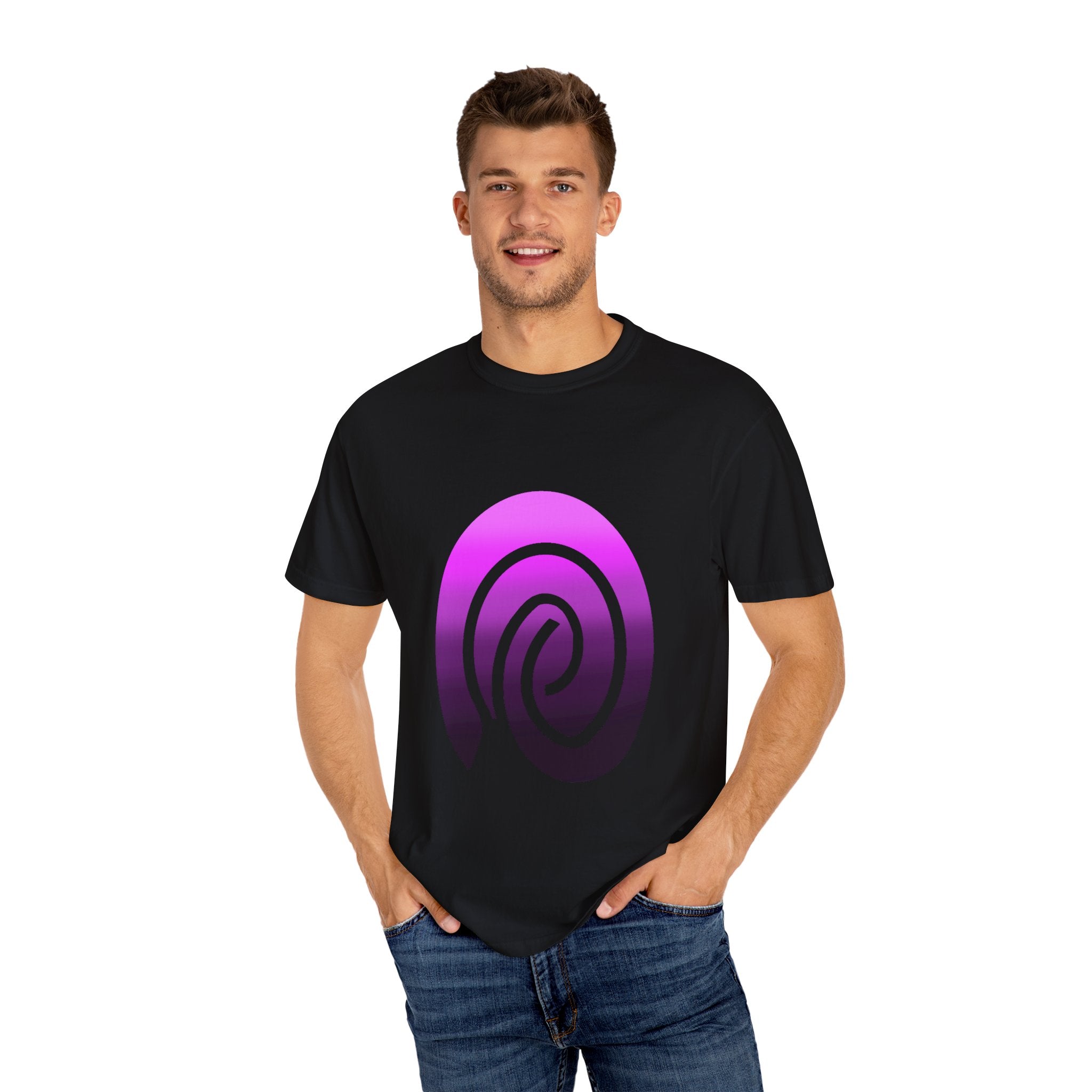 Fingerprint Gradient Minimalist Unisex Garment-Dyed T-shirt – Purple Black