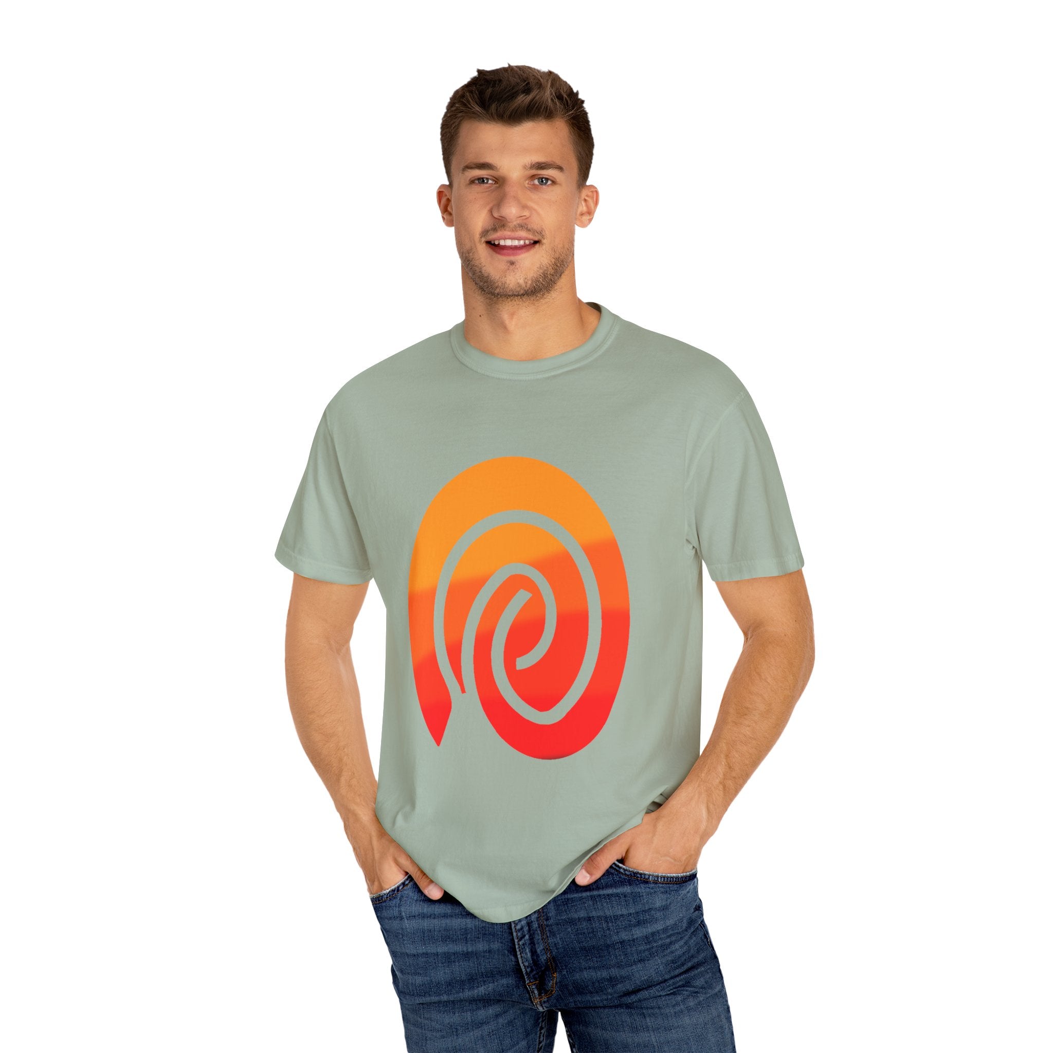 Orange-Red | Fingerprint Gradient Minimalist Unisex Garment-Dyed T-shirt