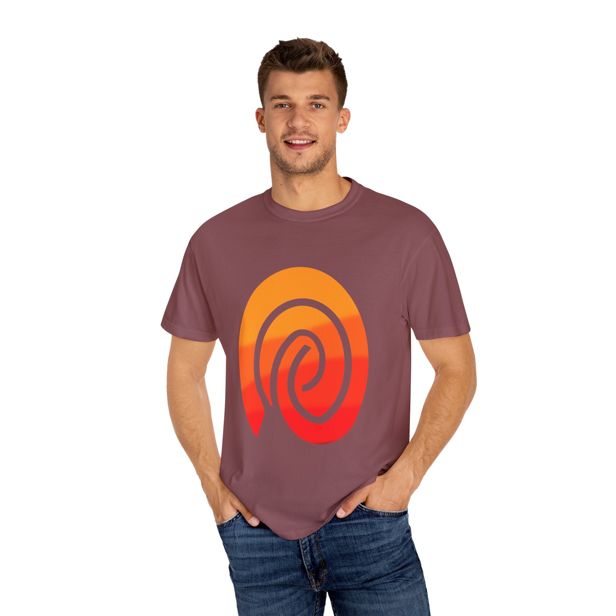 Orange-Red | Fingerprint Gradient Minimalist Unisex Garment-Dyed T-shirt