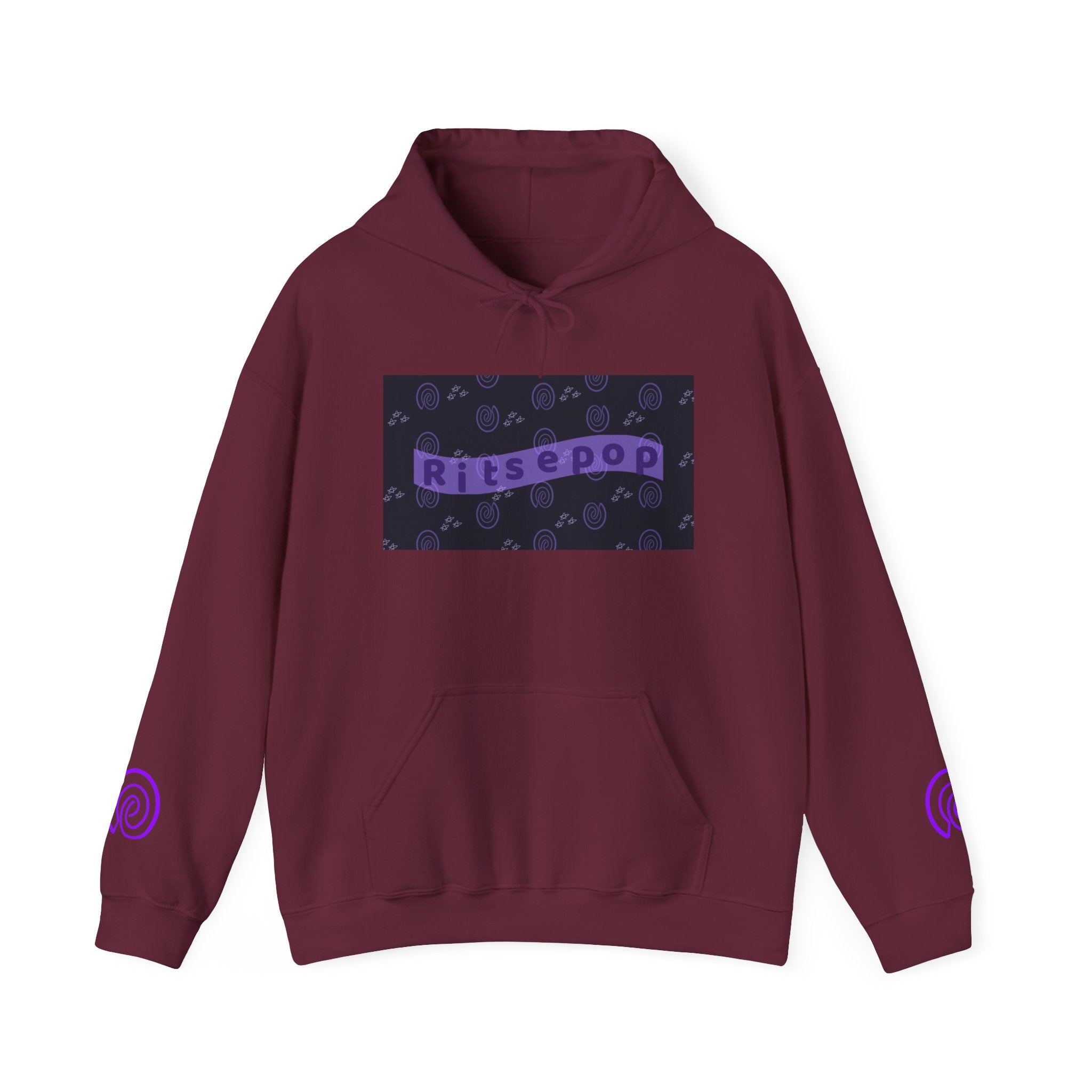 Ritsepop Unisex Heavy Blend™ Hooded Sweatshirt – Purple Logo, Multiple Colors