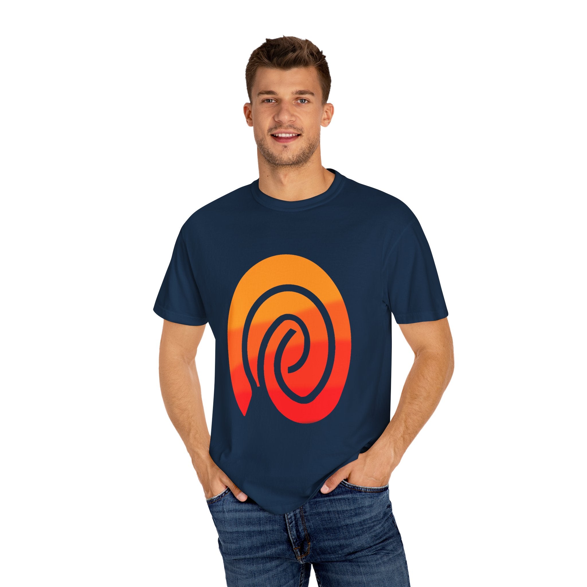 Orange-Red | Fingerprint Gradient Minimalist Unisex Garment-Dyed T-shirt