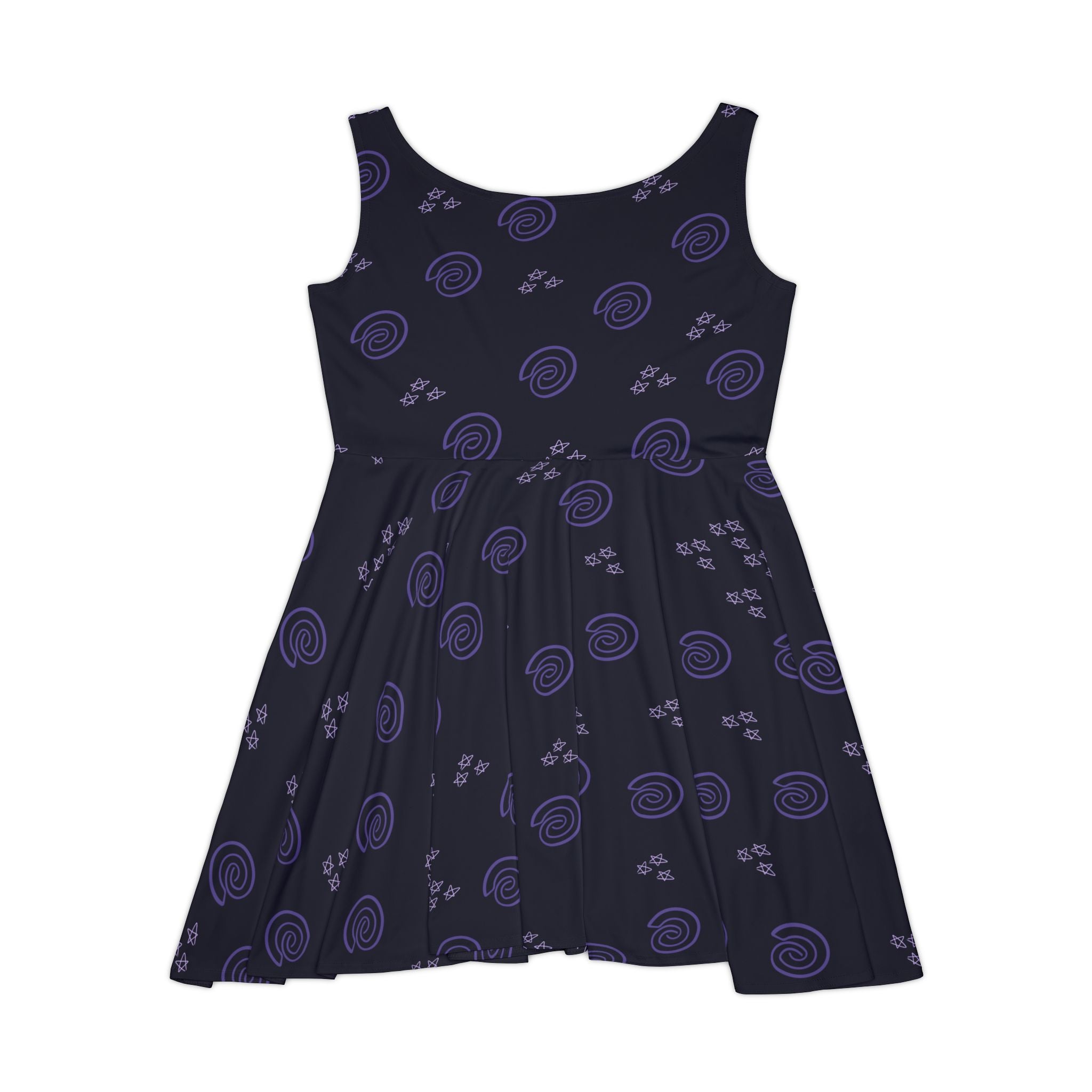 Purple Fingerprint & Star Pattern Women's Skater Dress (AOP)