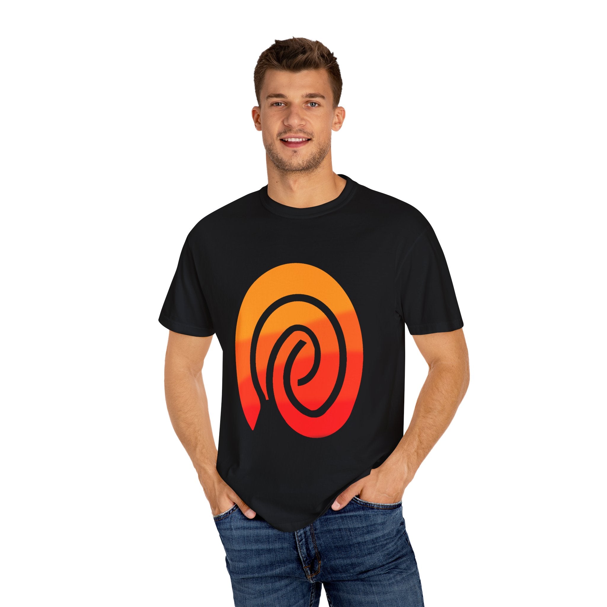 Orange-Red | Fingerprint Gradient Minimalist Unisex Garment-Dyed T-shirt