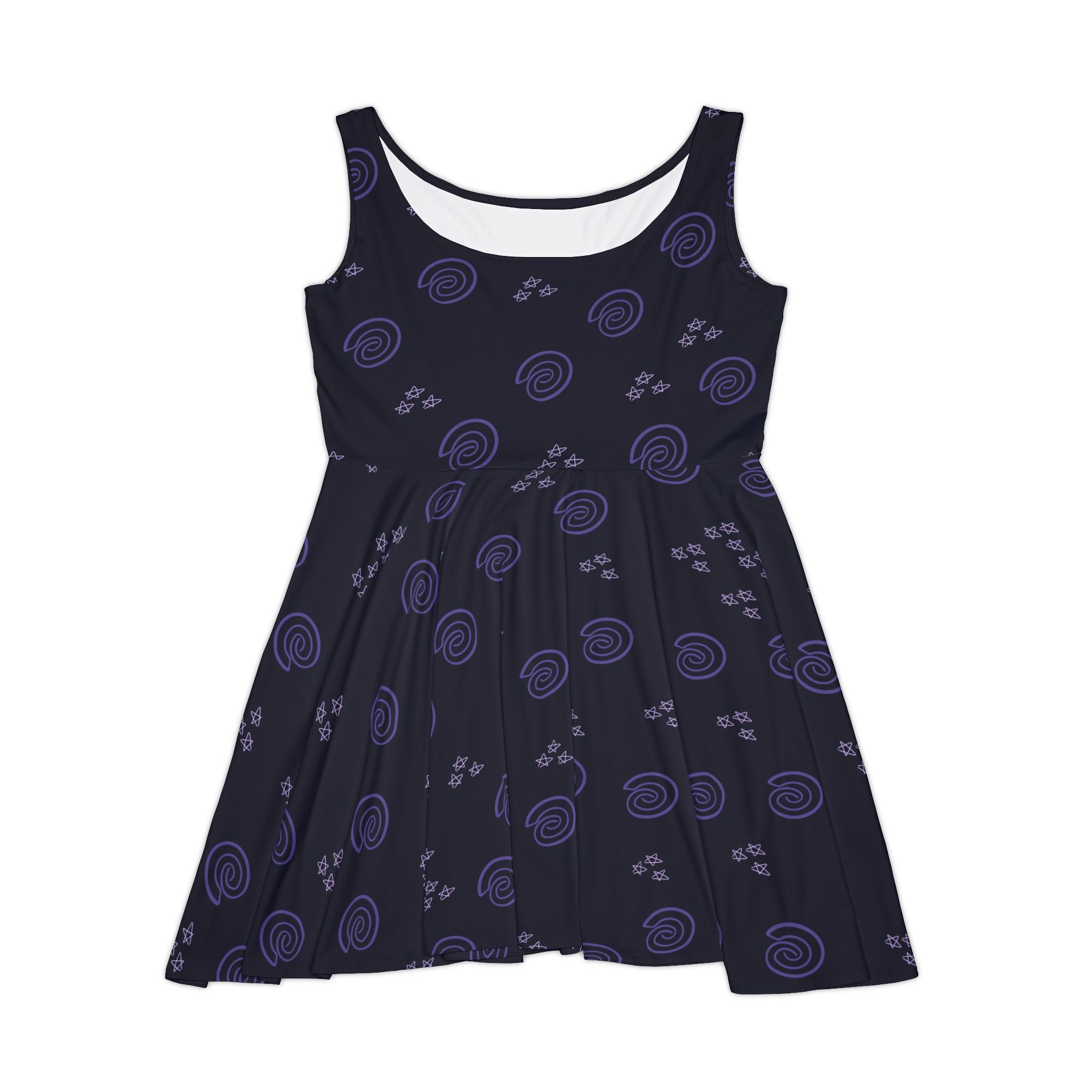 Purple Fingerprint & Star Pattern Women's Skater Dress (AOP)