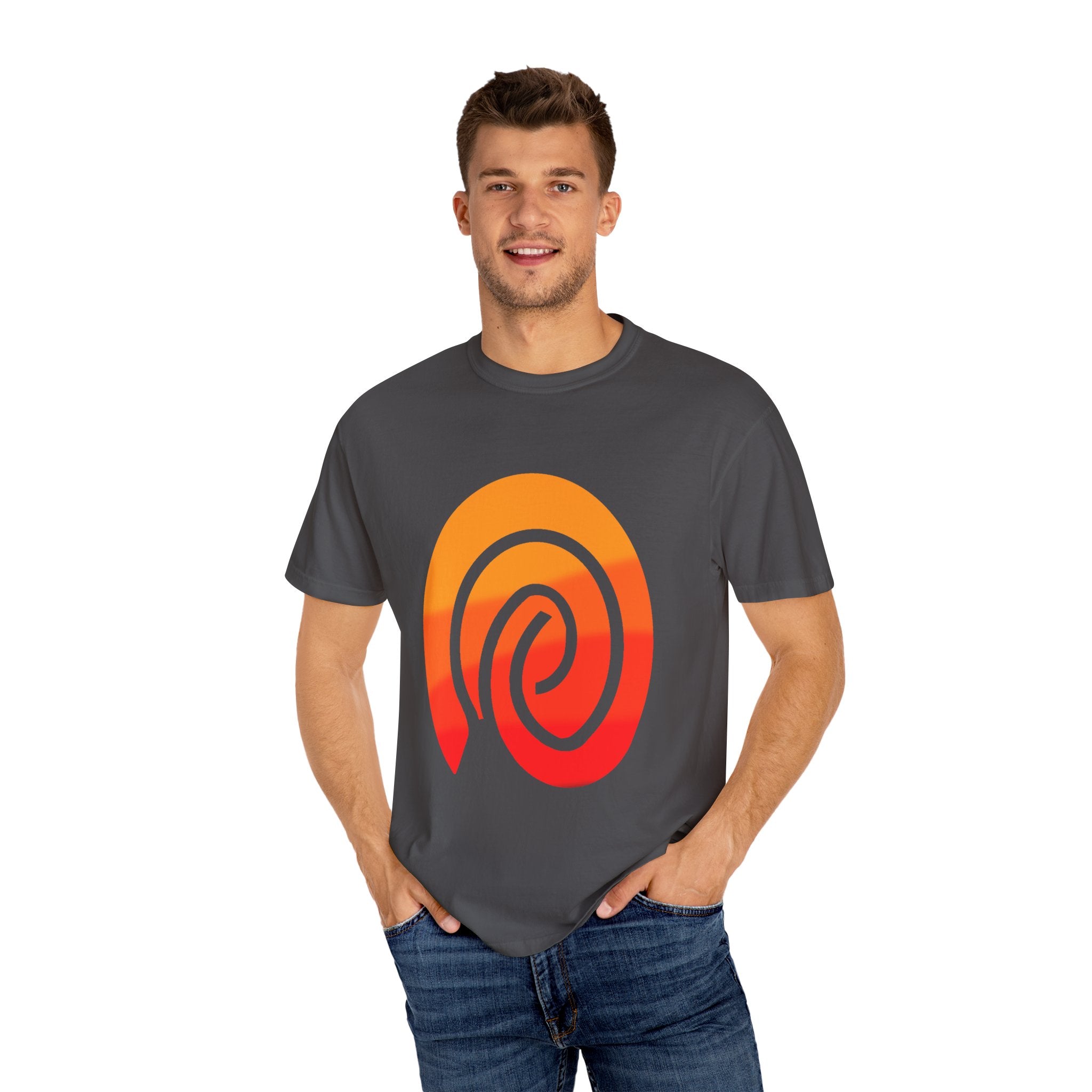 Orange-Red | Fingerprint Gradient Minimalist Unisex Garment-Dyed T-shirt