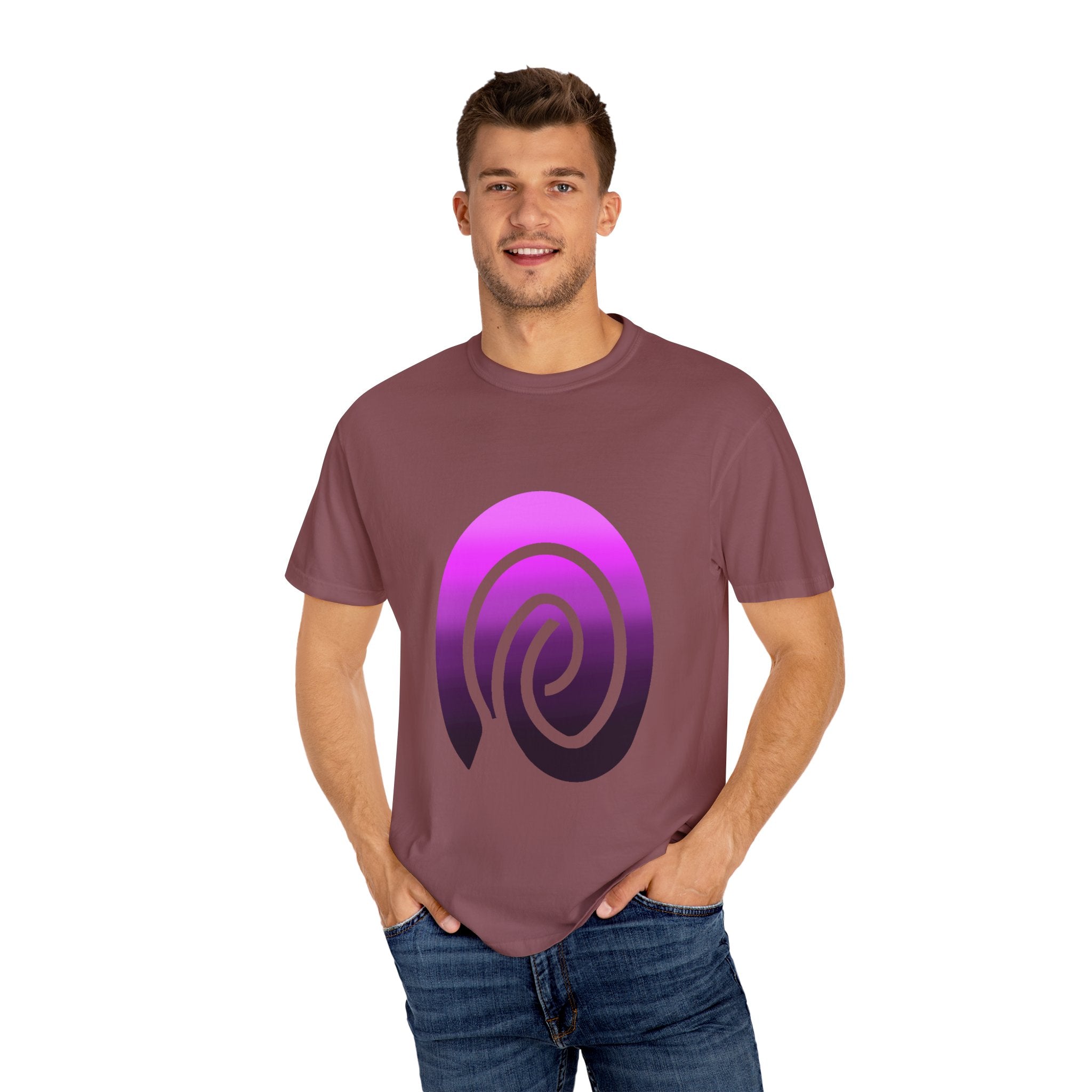 Fingerprint Gradient Minimalist Unisex Garment-Dyed T-shirt – Purple Black