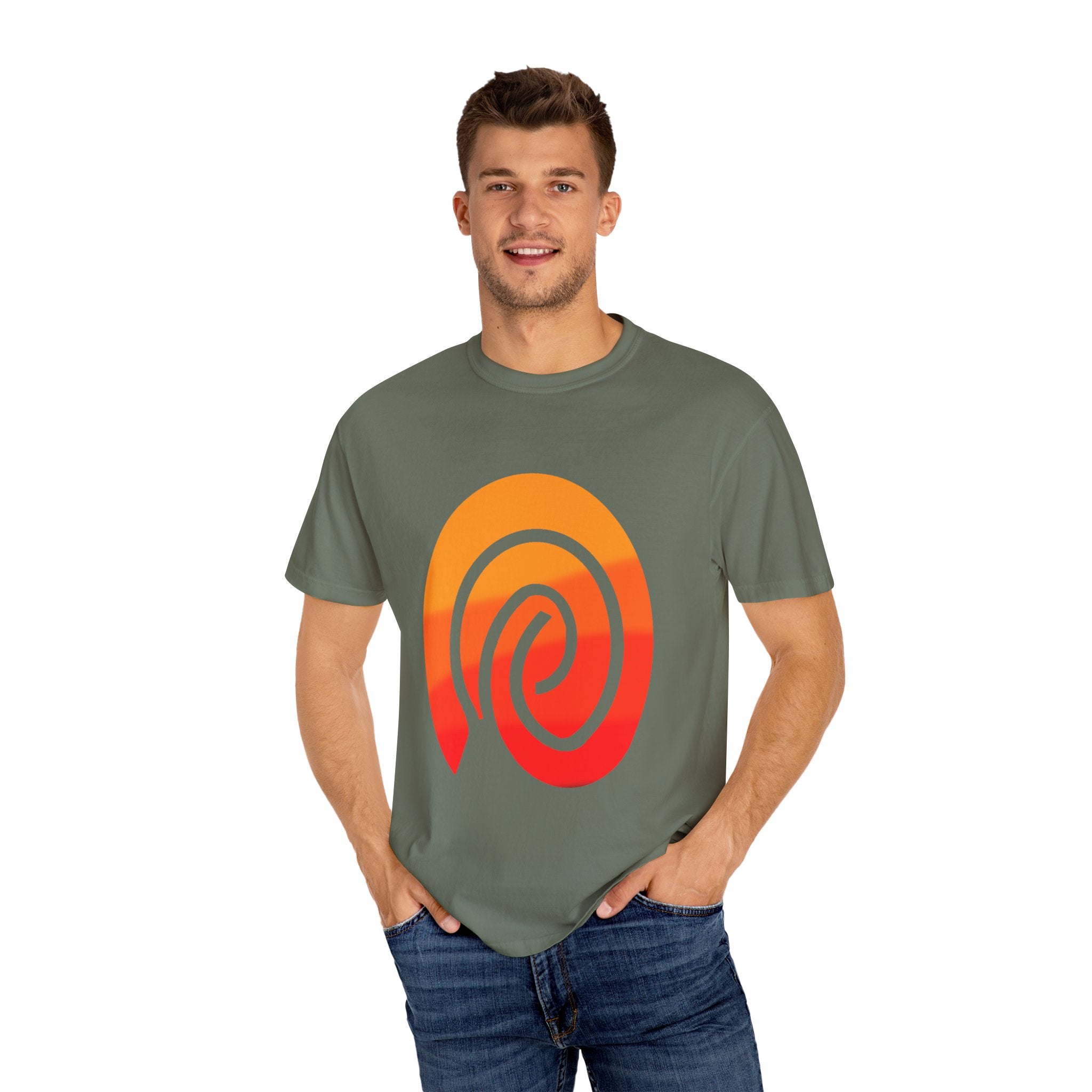 Orange-Red | Fingerprint Gradient Minimalist Unisex Garment-Dyed T-shirt