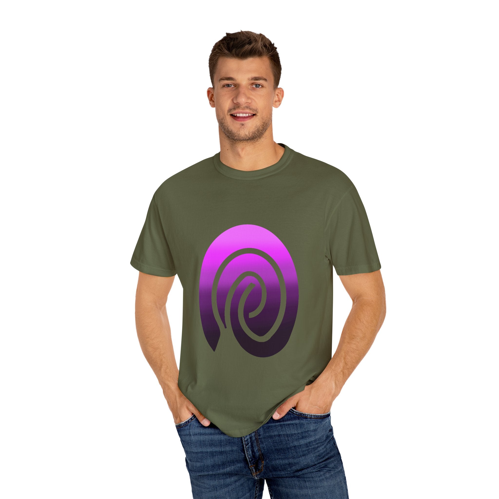 Fingerprint Gradient Minimalist Unisex Garment-Dyed T-shirt – Purple Black