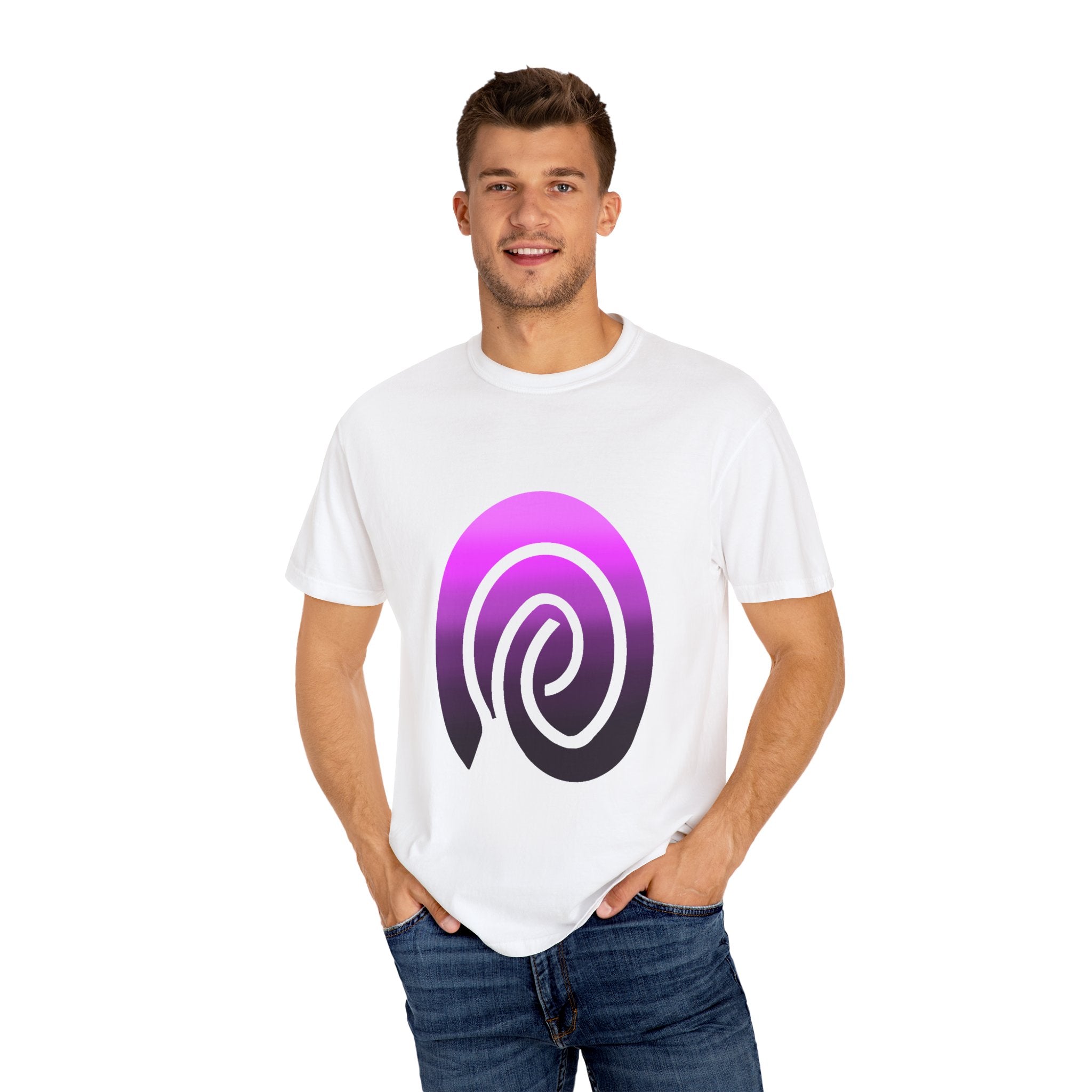 Fingerprint Gradient Minimalist Unisex Garment-Dyed T-shirt – Purple Black