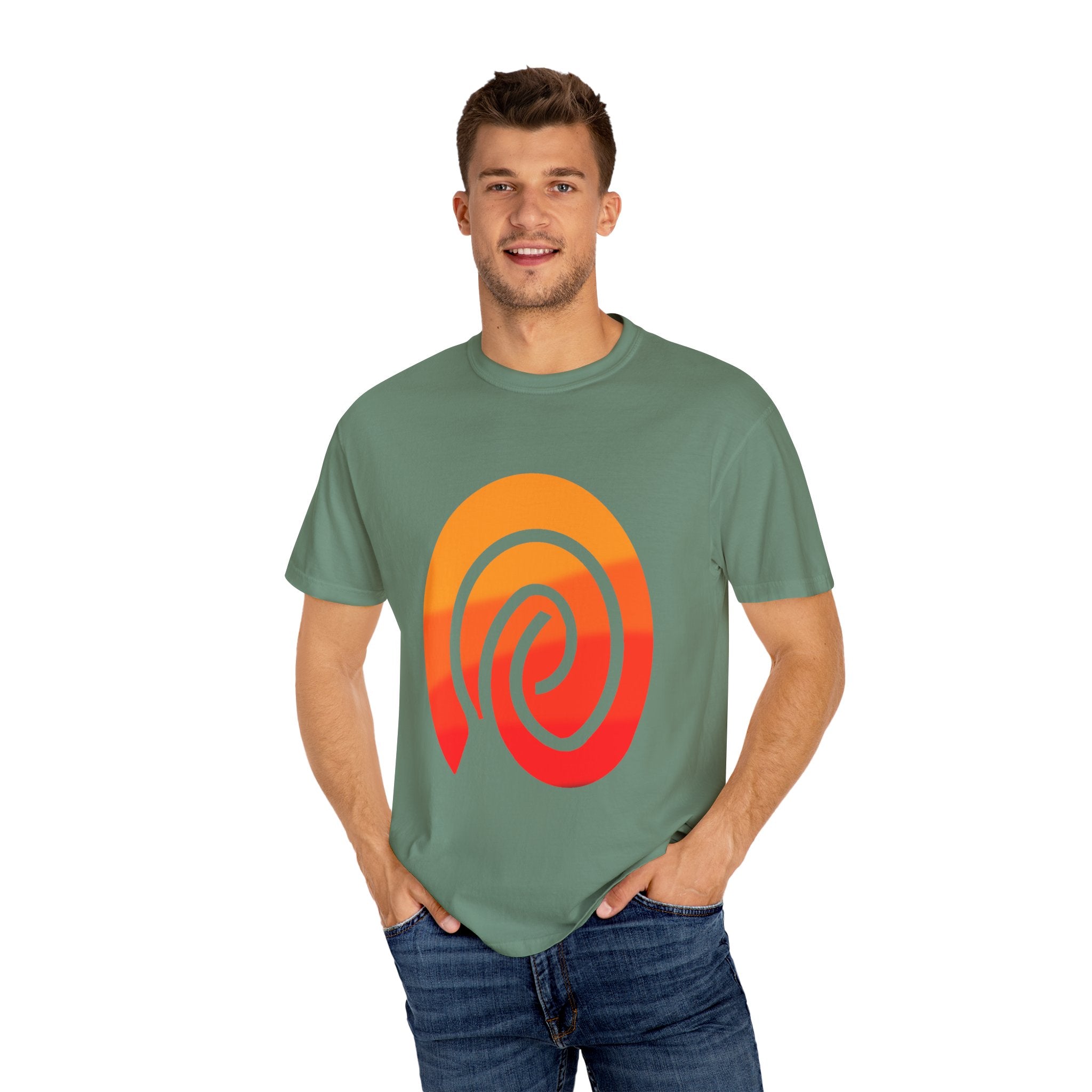 Orange-Red | Fingerprint Gradient Minimalist Unisex Garment-Dyed T-shirt