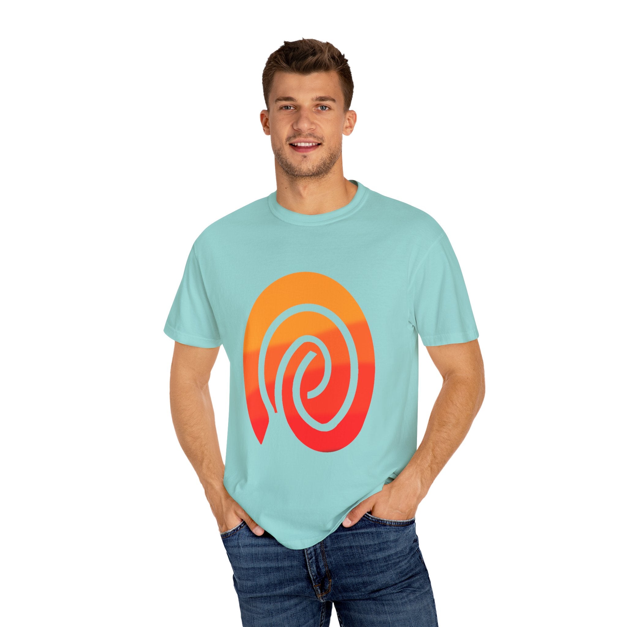 Orange-Red | Fingerprint Gradient Minimalist Unisex Garment-Dyed T-shirt