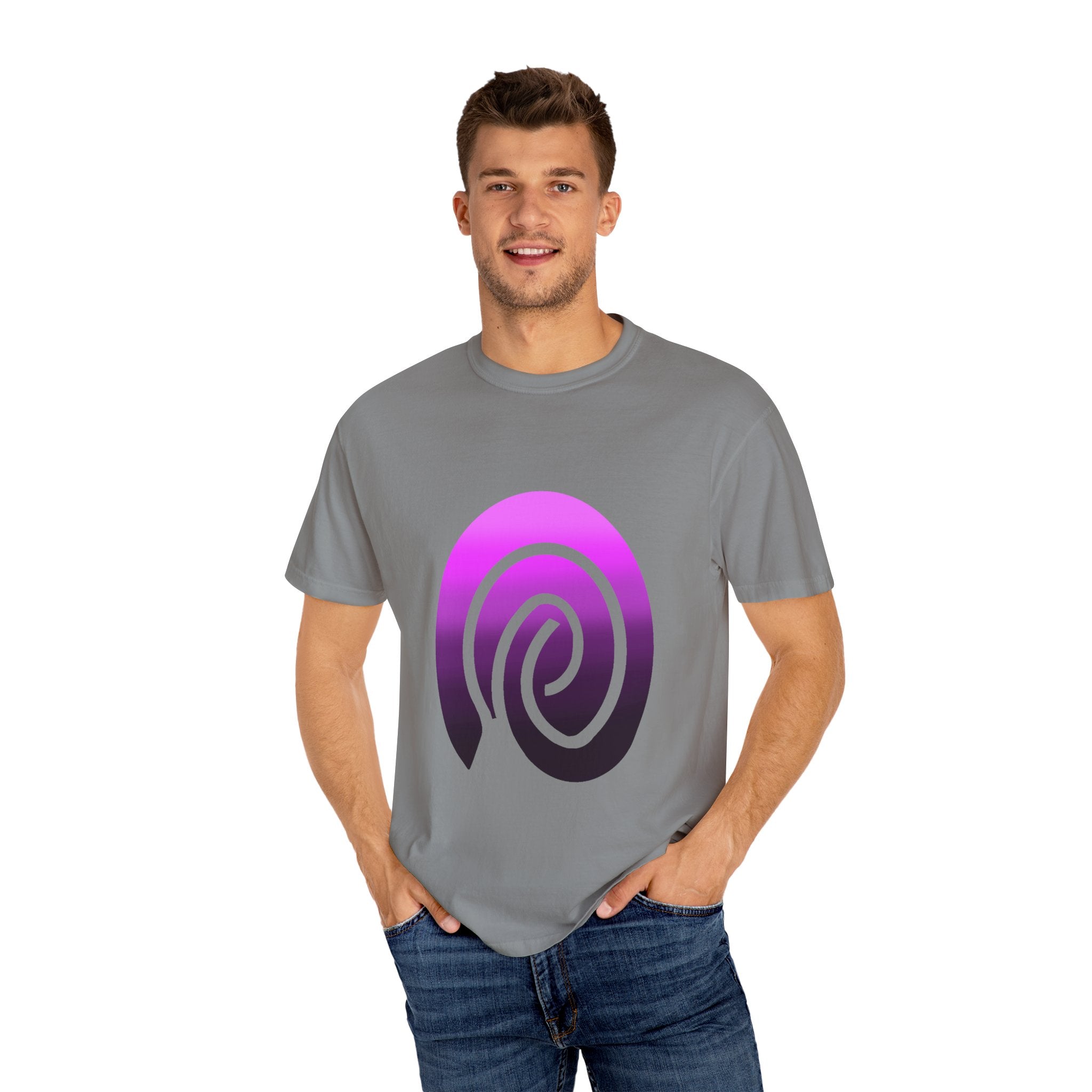 Fingerprint Gradient Minimalist Unisex Garment-Dyed T-shirt – Purple Black