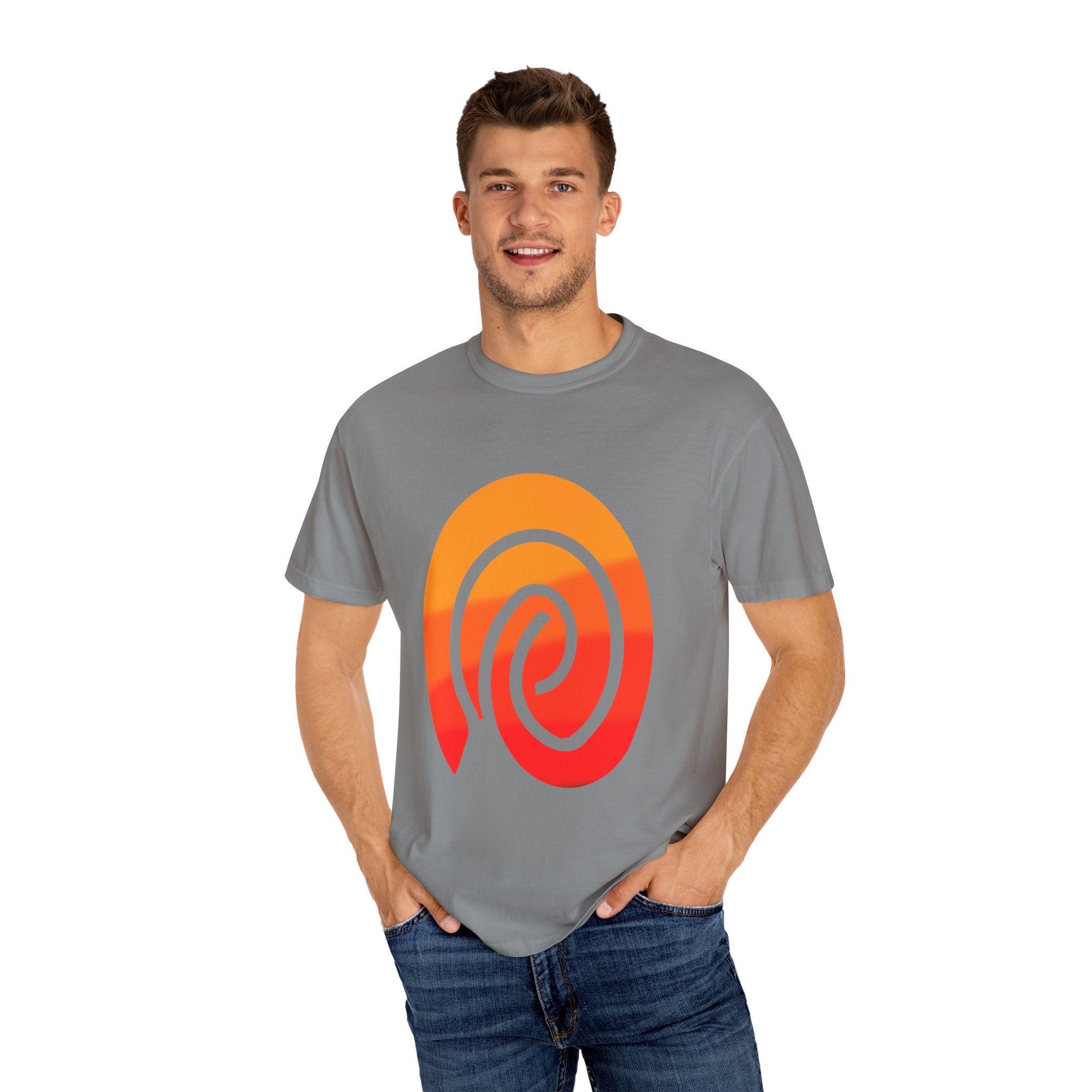 Orange-Red | Fingerprint Gradient Minimalist Unisex Garment-Dyed T-shirt