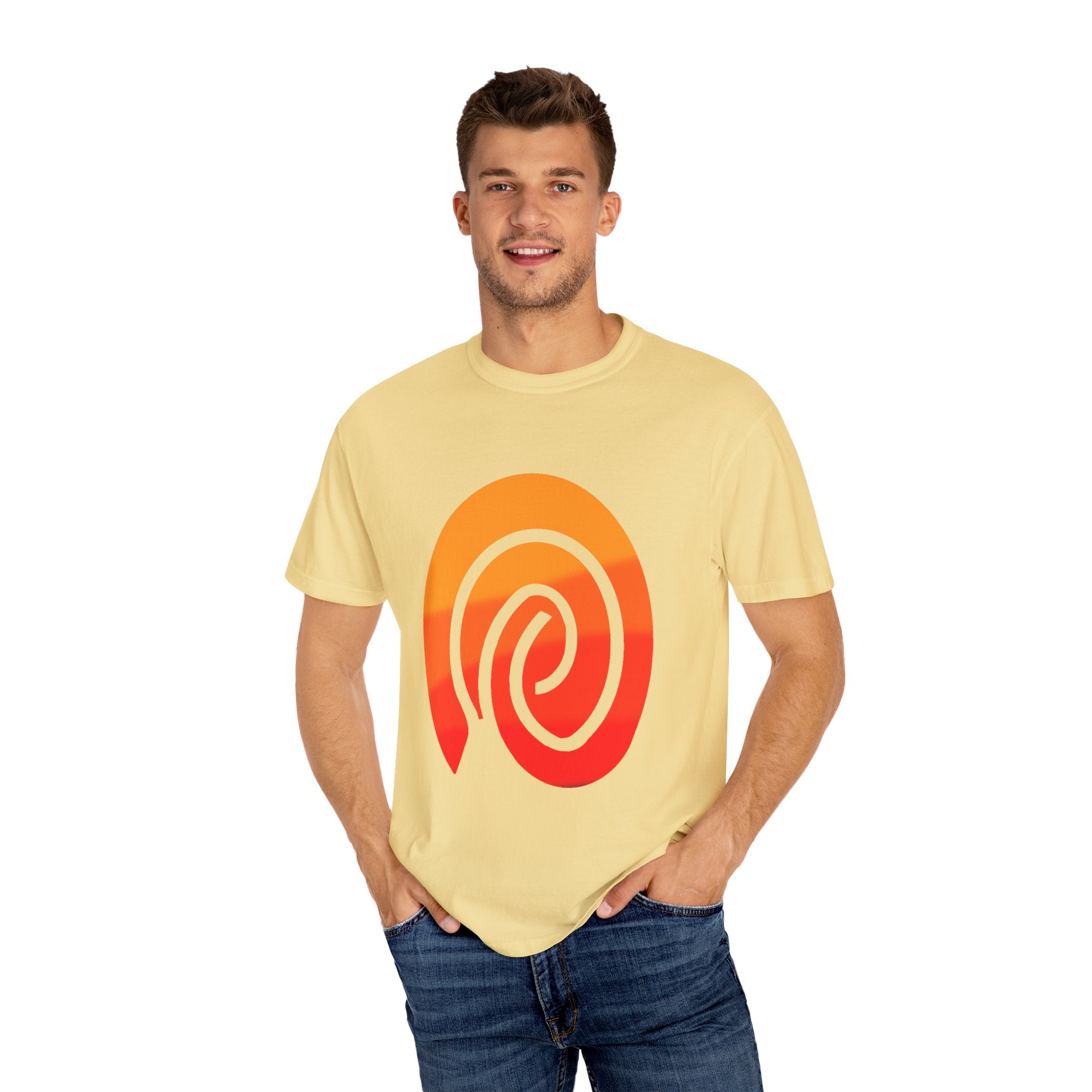 Orange-Red | Fingerprint Gradient Minimalist Unisex Garment-Dyed T-shirt
