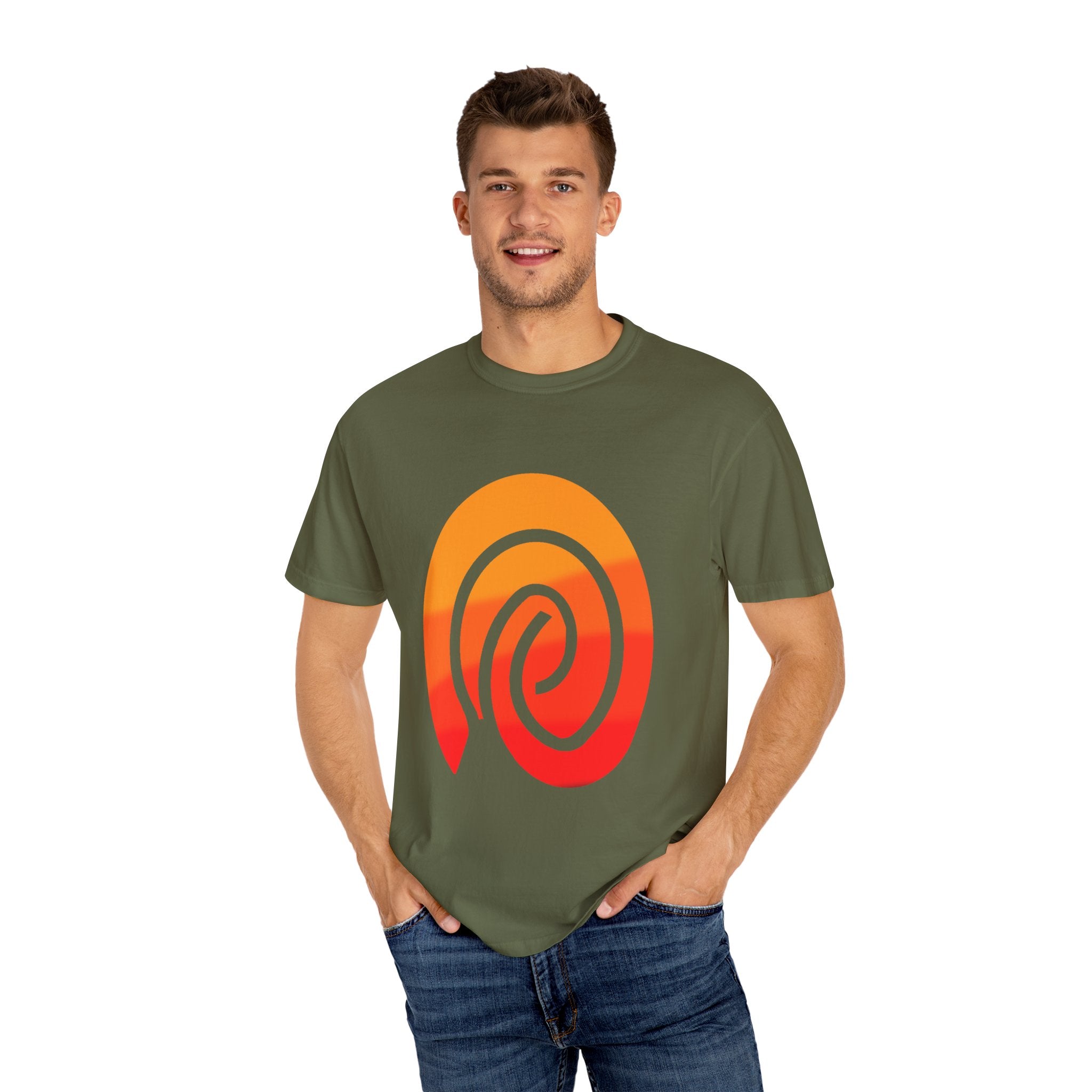 Orange-Red | Fingerprint Gradient Minimalist Unisex Garment-Dyed T-shirt