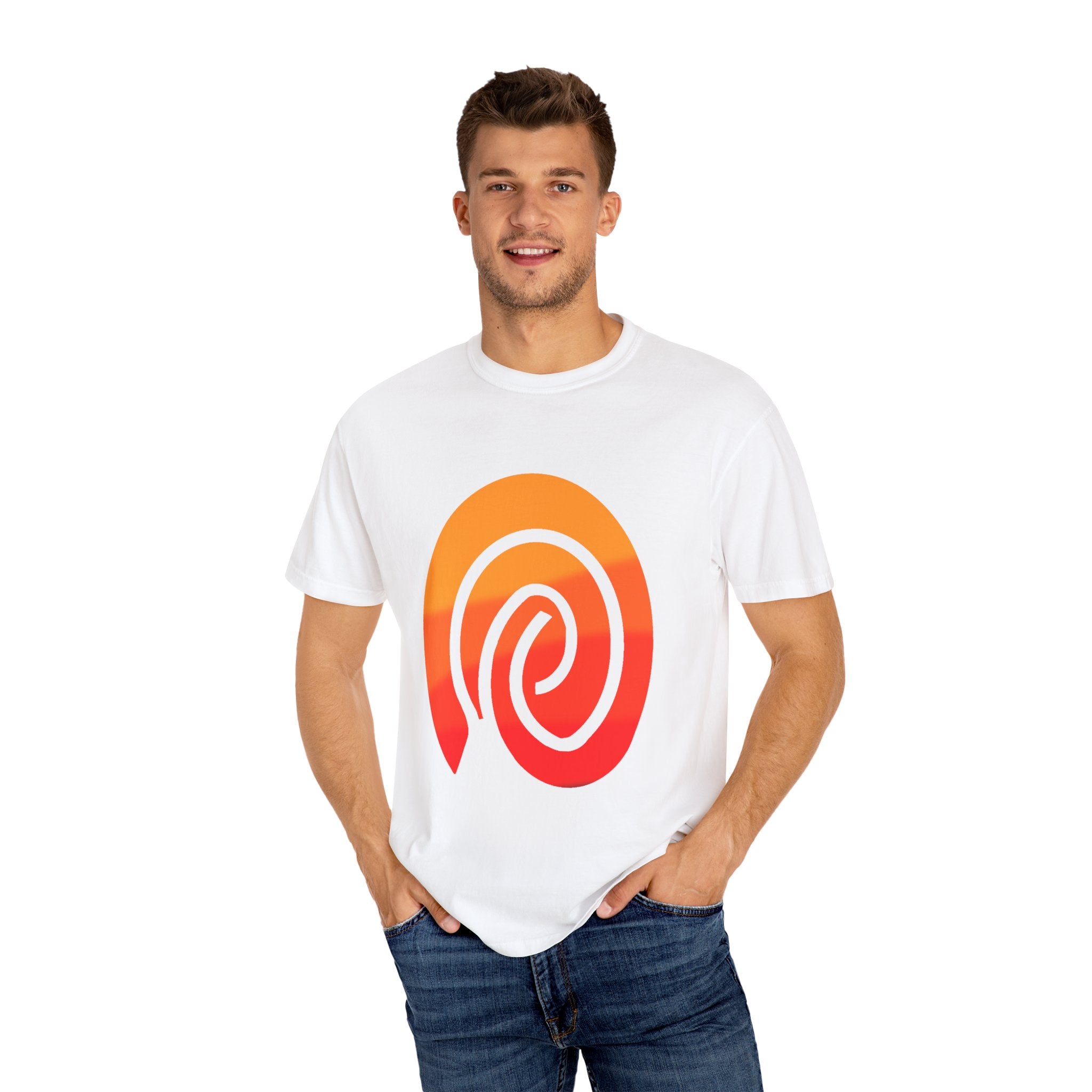 Orange-Red | Fingerprint Gradient Minimalist Unisex Garment-Dyed T-shirt