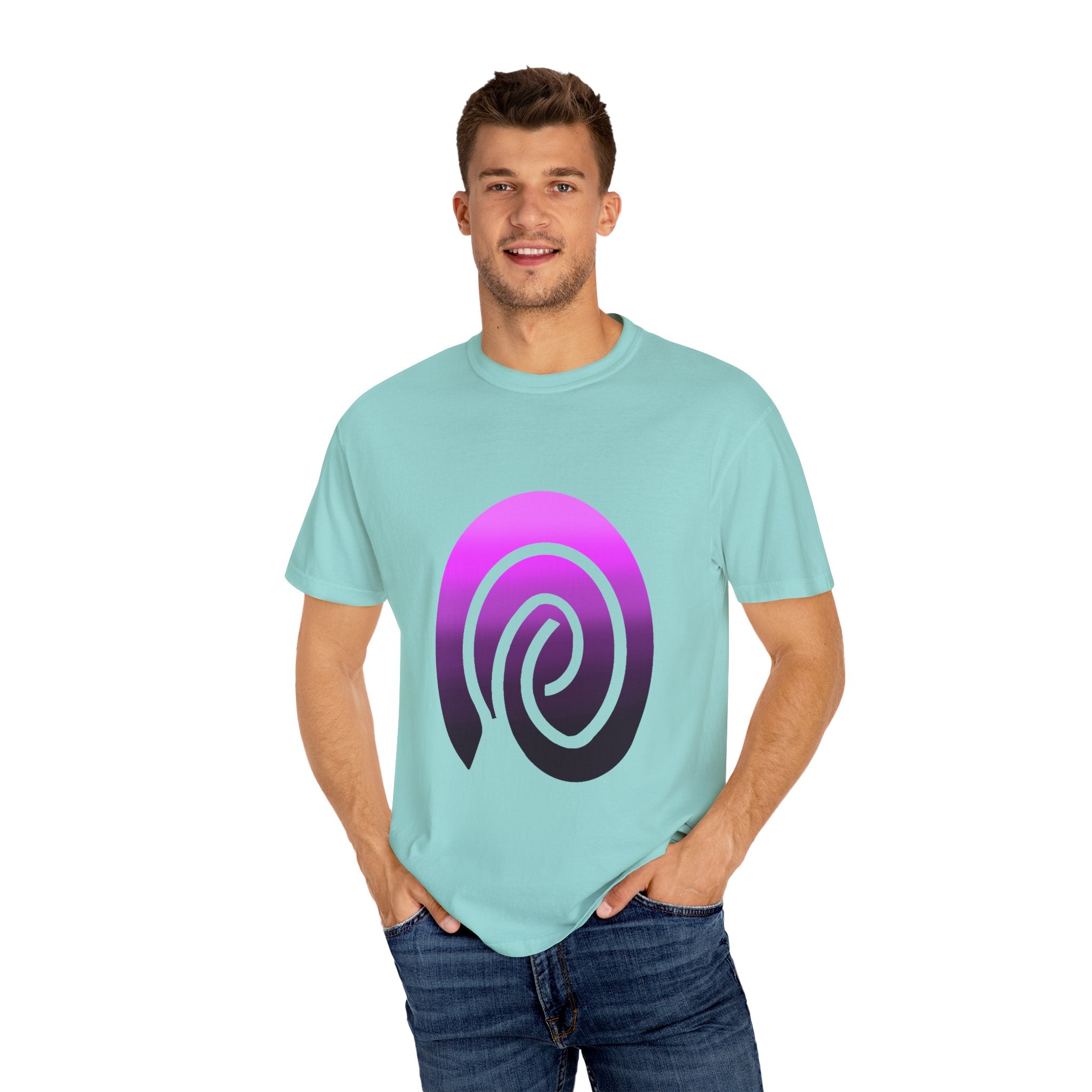 Fingerprint Gradient Minimalist Unisex Garment-Dyed T-shirt – Purple Black