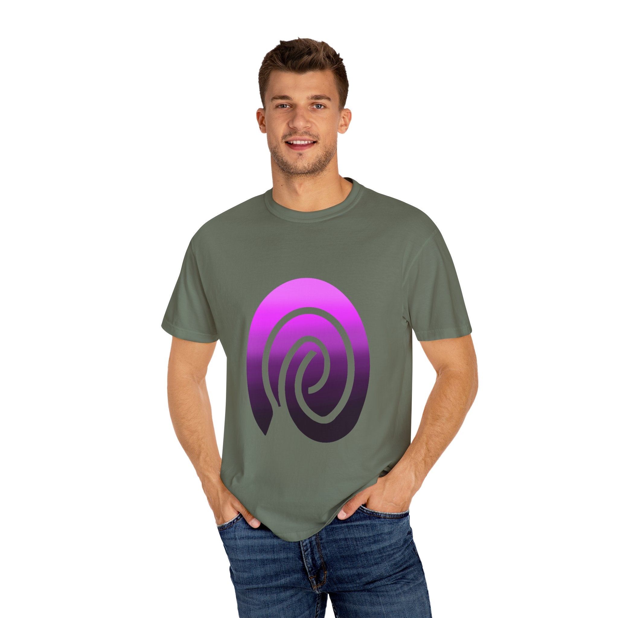 Fingerprint Gradient Minimalist Unisex Garment-Dyed T-shirt – Purple Black
