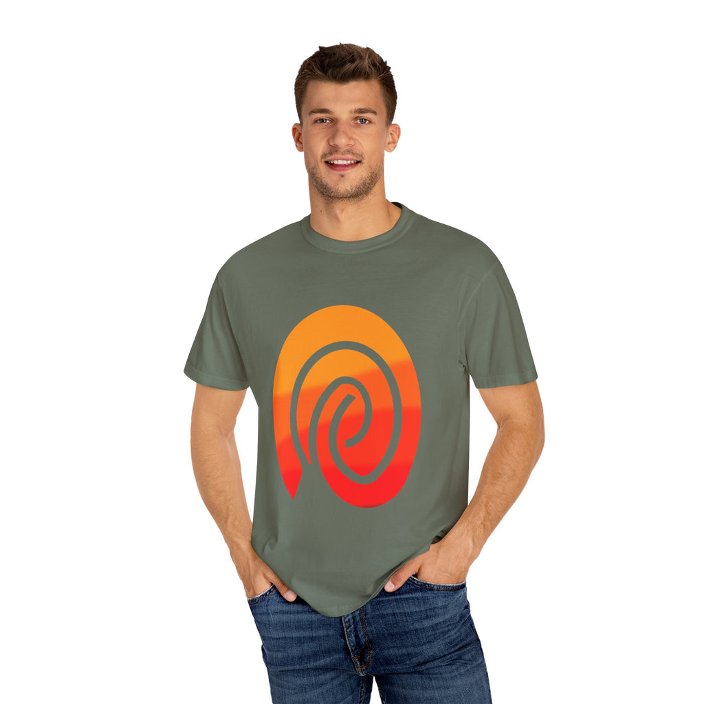 Orange-Red | Fingerprint Gradient Minimalist Unisex Garment-Dyed T-shirt