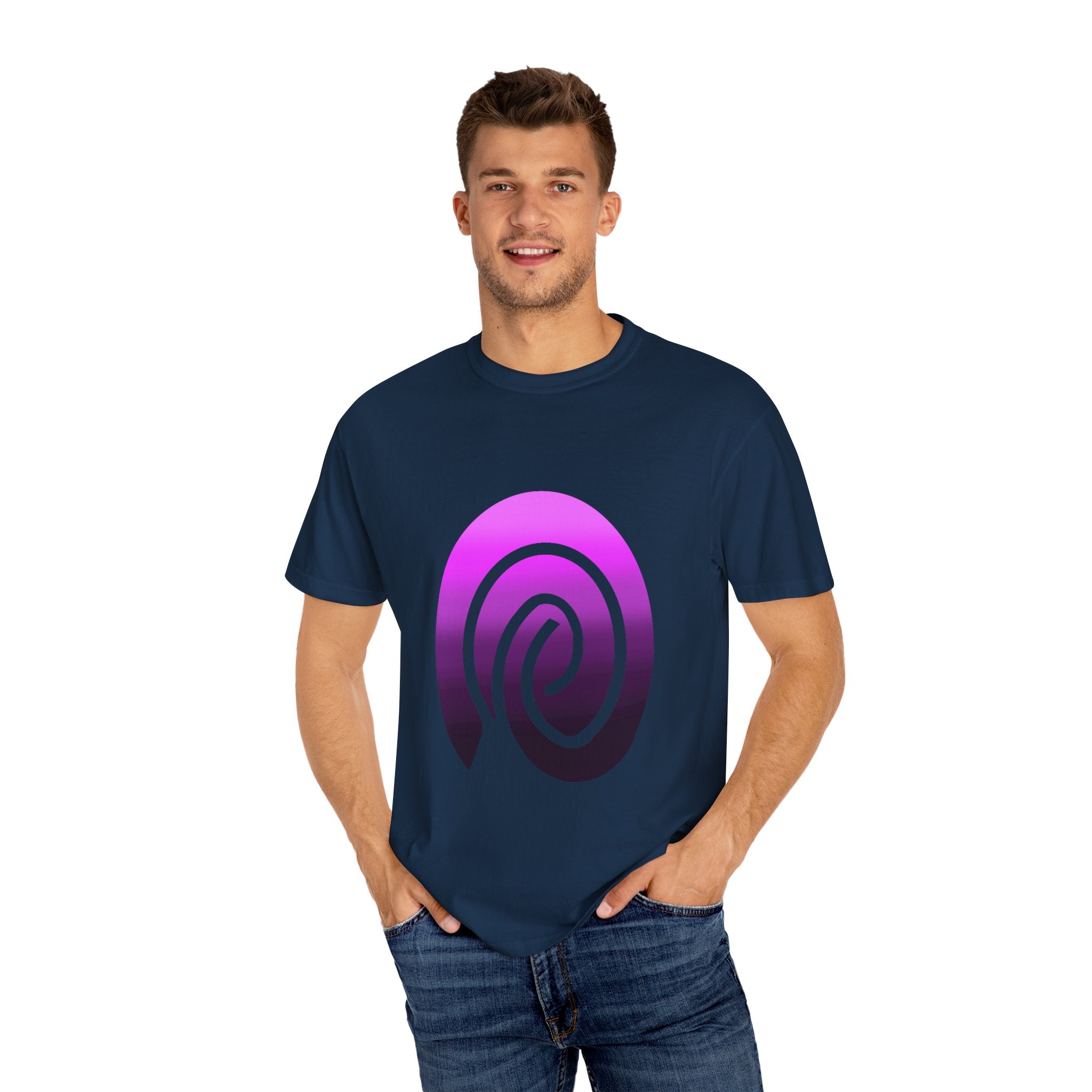 Fingerprint Gradient Minimalist Unisex Garment-Dyed T-shirt – Purple Black
