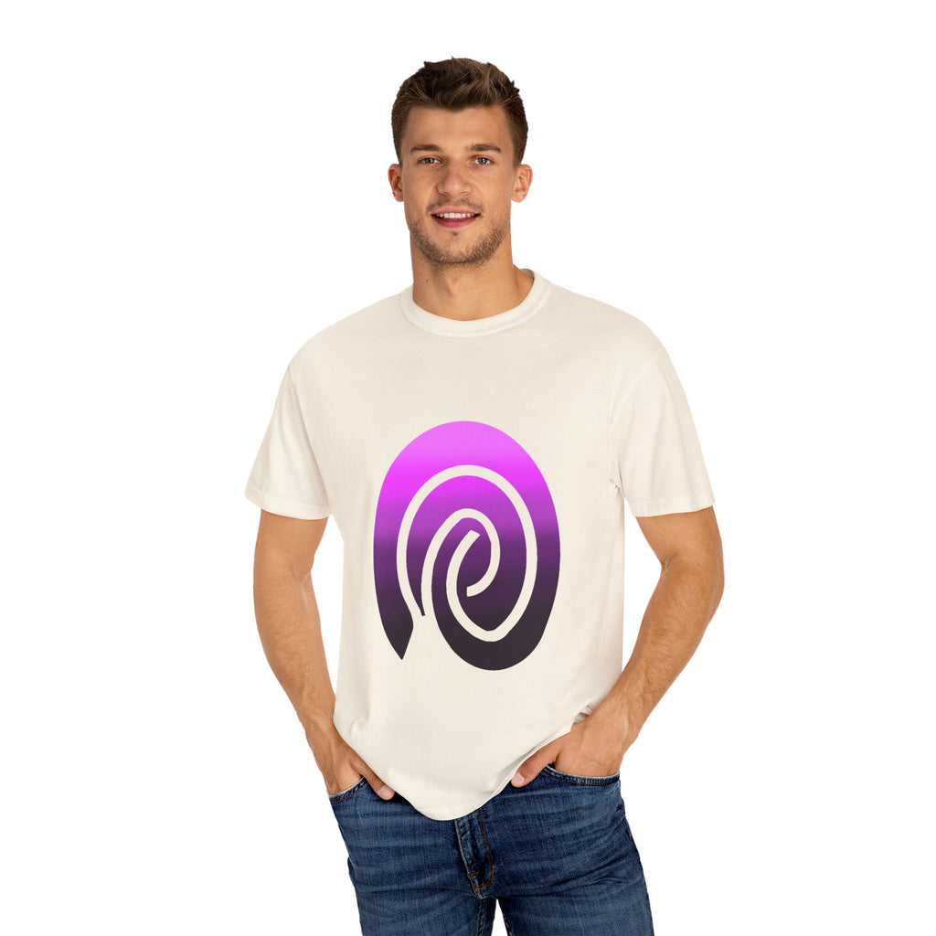 Fingerprint Gradient Minimalist Unisex Garment-Dyed T-shirt – Purple Black