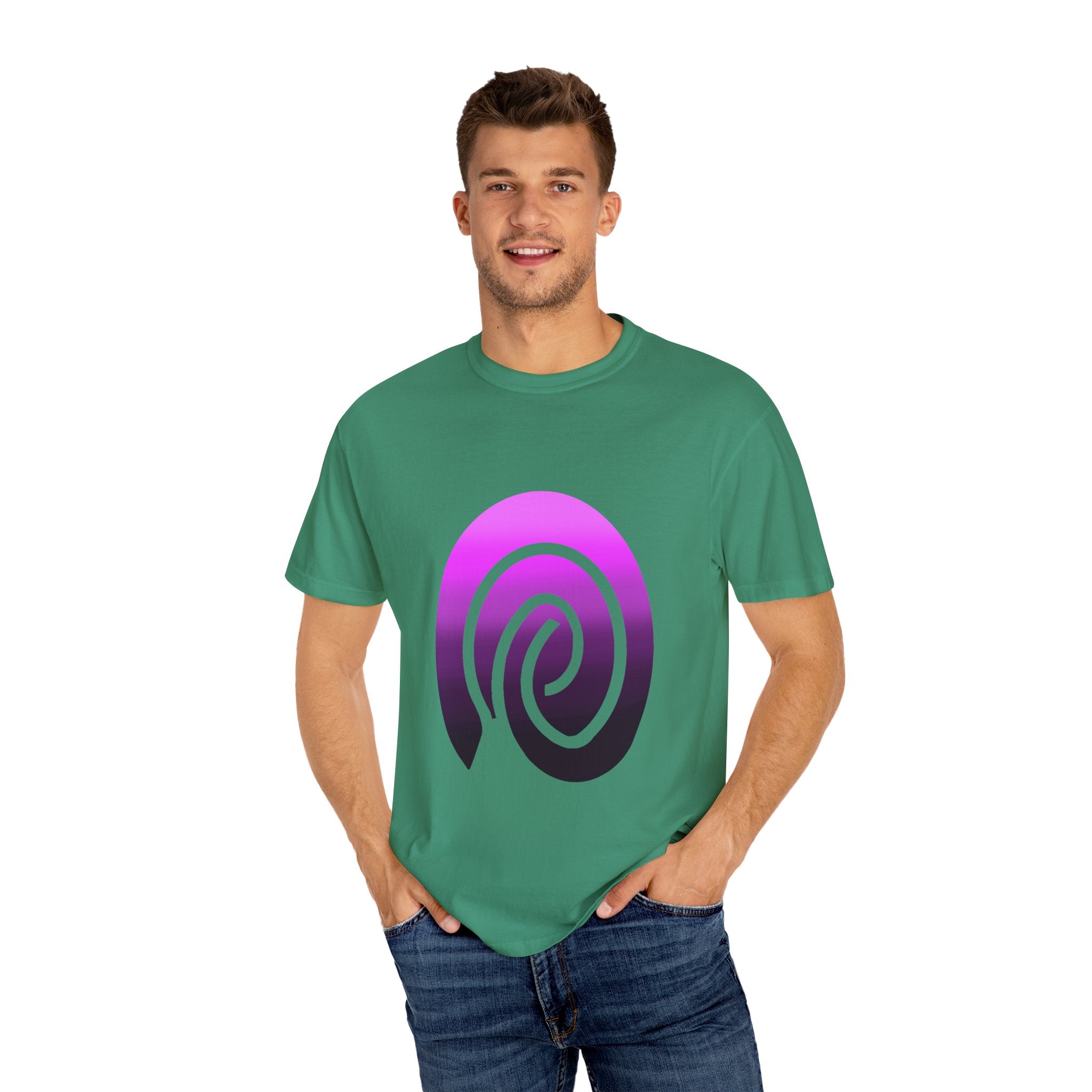 Fingerprint Gradient Minimalist Unisex Garment-Dyed T-shirt – Purple Black