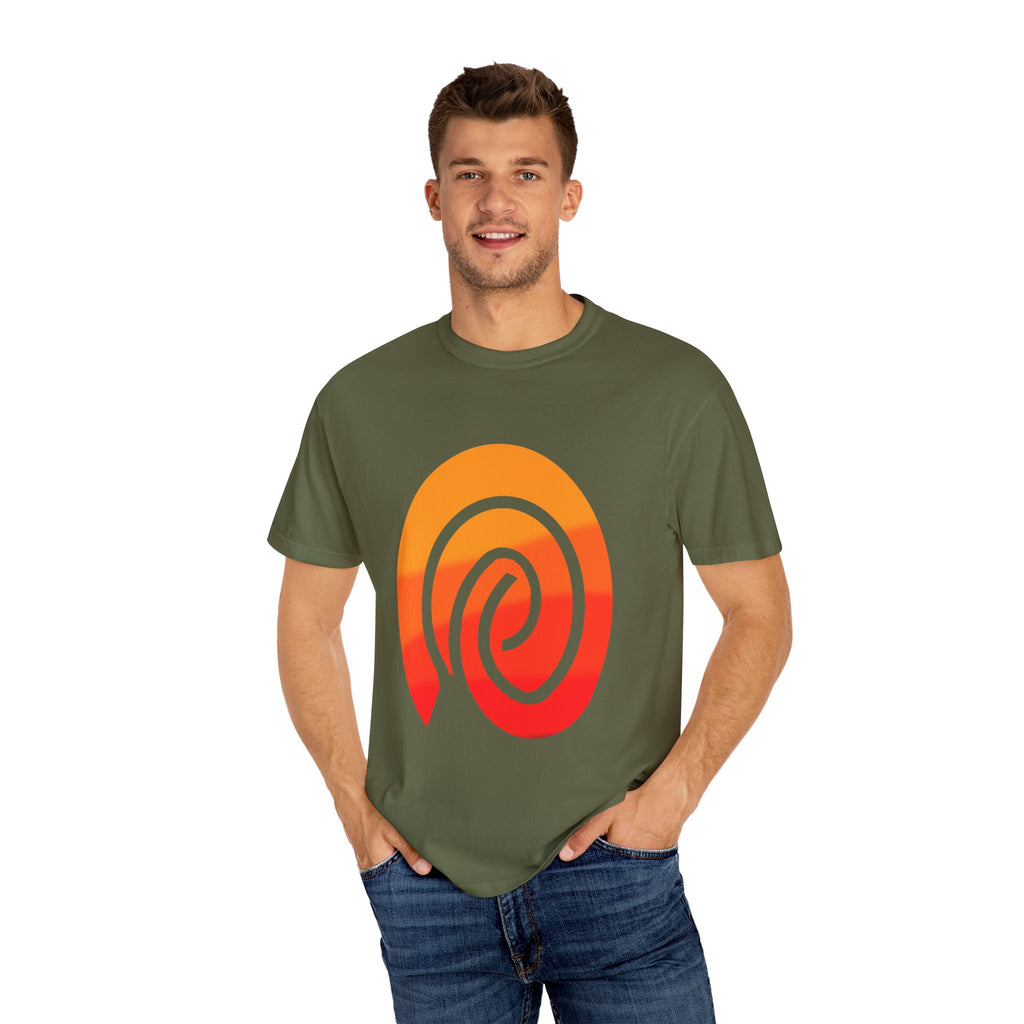 Orange-Red | Fingerprint Gradient Minimalist Unisex Garment-Dyed T-shirt