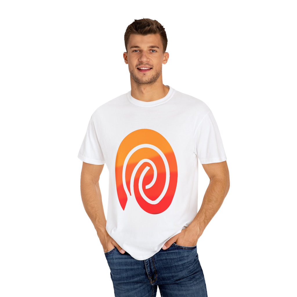 Orange-Red | Fingerprint Gradient Minimalist Unisex Garment-Dyed T-shirt