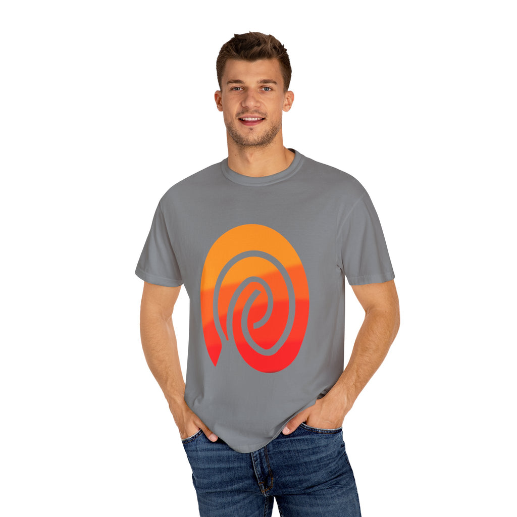 Orange-Red | Fingerprint Gradient Minimalist Unisex Garment-Dyed T-shirt