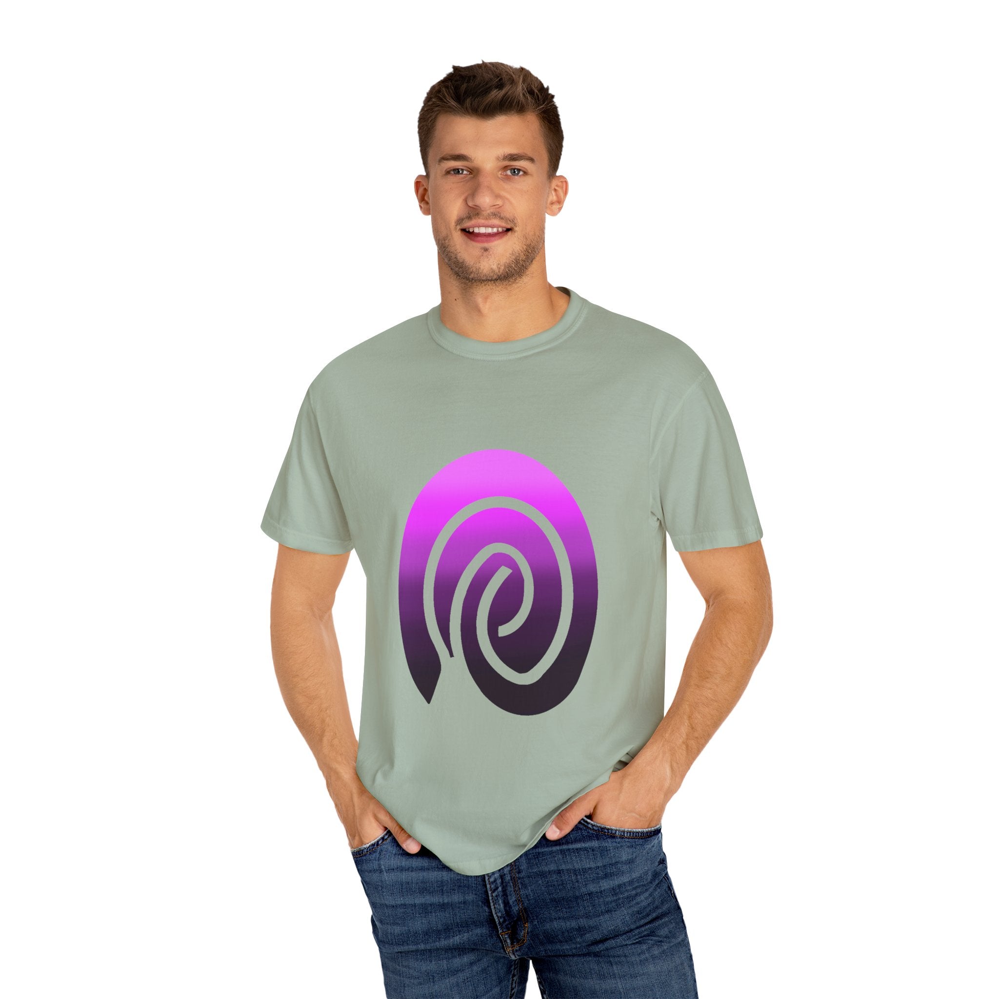 Fingerprint Gradient Minimalist Unisex Garment-Dyed T-shirt – Purple Black